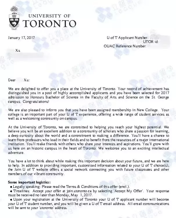 徐同学                                                                                                                学校：英属哥伦比亚大学                                                                                   申请专业：计算机科学                                                                                   录取院校：多伦多大学（转学）