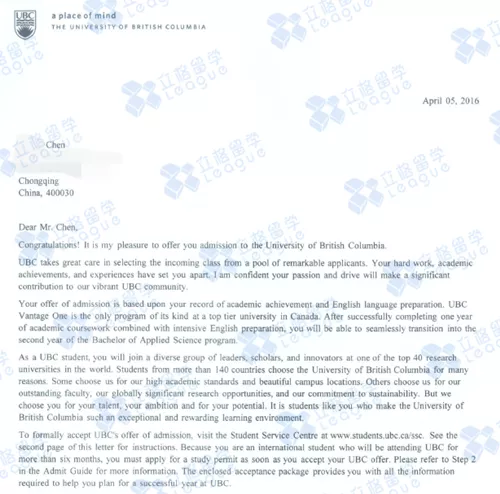 陈同学                                                                                                                                    学校：重庆南开中学校                                                                                                                           录取院校：英属哥伦比亚大学，女王大学，阿尔伯塔大学